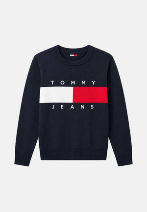 TOMMY JEANS pullover girocollo Tommy Flag Dark Night Navy blu navy donna. DW0DW22930 C1G TOMMY JEANS 
