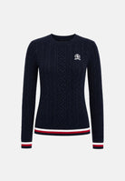 TOMMY JEANS pullover girocollo TJW RWB Tipping Sweater Dark Night Navy blu navy donna. DW0DW22933 C1G TOMMY JEANS 