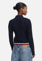 TOMMY JEANS pullover girocollo TJW RWB Tipping Sweater Dark Night Navy blu navy donna. DW0DW22933 C1G TOMMY JEANS 