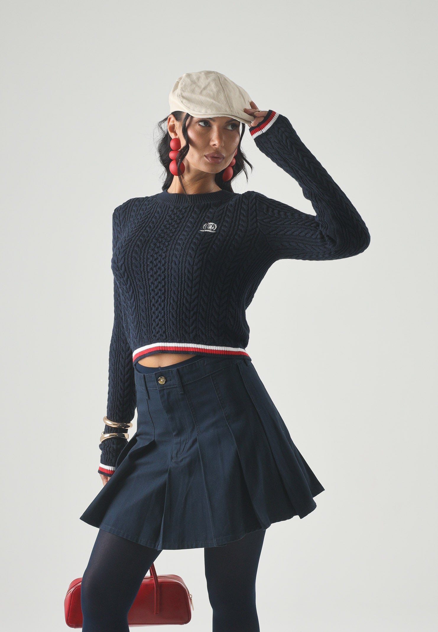 TOMMY JEANS pullover girocollo TJW RWB Tipping Sweater Dark Night Navy blu navy donna. DW0DW22933 C1G TOMMY JEANS 