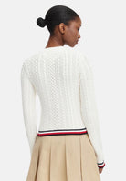TOMMY JEANS pullover girocollo TJW RWB Tipping Sweater Ancient White bianco donna. DW0DW22933 YBH TOMMY JEANS 