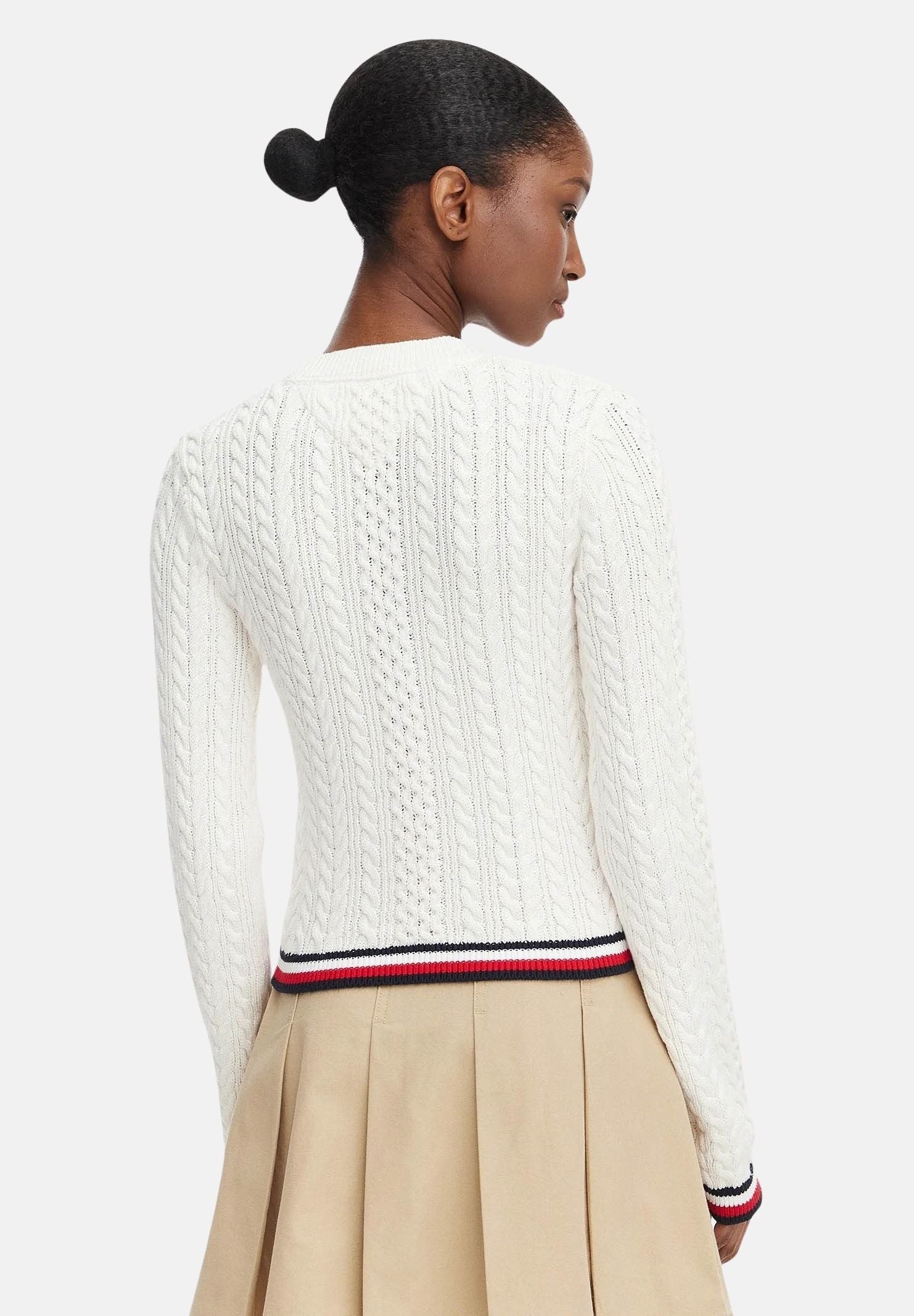 TOMMY JEANS pullover girocollo TJW RWB Tipping Sweater Ancient White bianco donna. DW0DW22933 YBH TOMMY JEANS 