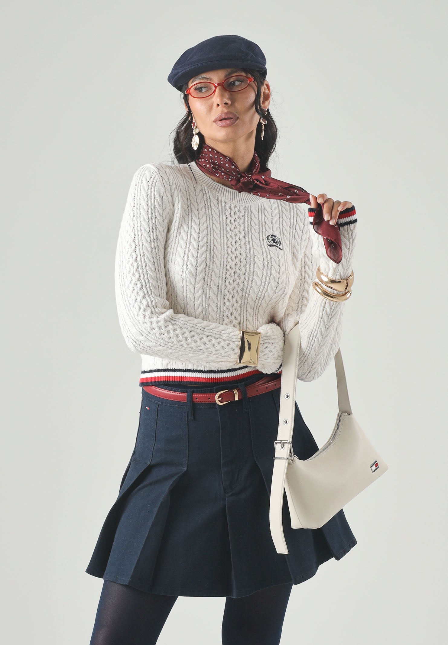 TOMMY JEANS pullover girocollo TJW RWB Tipping Sweater Ancient White bianco donna. DW0DW22933 YBH TOMMY JEANS 