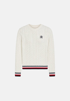 TOMMY JEANS pullover girocollo TJW RWB Tipping Sweater Ancient White bianco donna. DW0DW22933 YBH TOMMY JEANS 