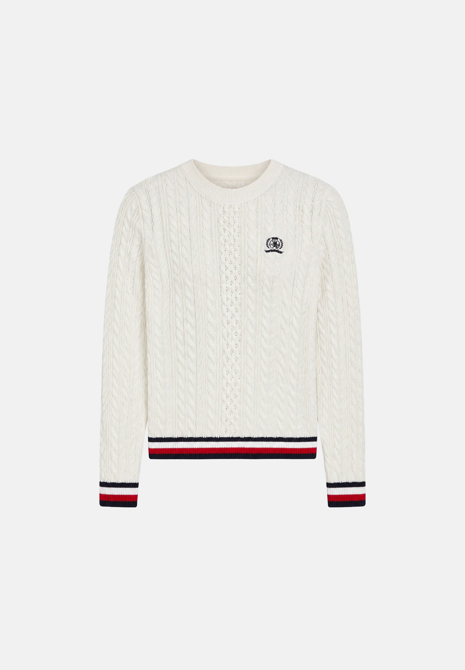 TOMMY JEANS pullover girocollo TJW RWB Tipping Sweater Ancient White bianco donna. DW0DW22933 YBH TOMMY JEANS 