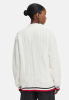 TOMMY JEANS cardigan oversize in maglia a trecce Global Stripe Ancient White bianco donna. DW0DW22934 YBH TOMMY JEANS 