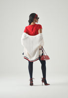 TOMMY JEANS cardigan oversize in maglia a trecce Global Stripe Ancient White bianco donna. DW0DW22934 YBH TOMMY JEANS 