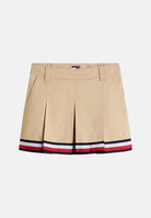 TOMMY JEANS minigonna pieghettata Global Stripe Tape Pleated Mini Skirt  Gentle Gold beige da donna. DW0DW22969 AB9 TOMMY JEANS 