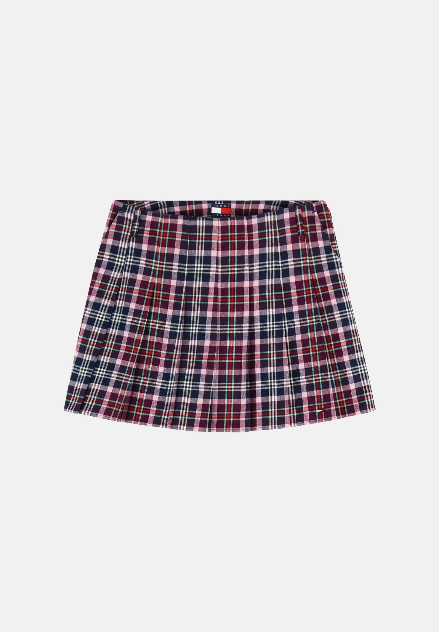 TOMMY JEANS Gonna corta PLEATED TWILL MINI SKIRT multicolore bordeaux rosa e blu navy da donna DW0DW23441 0MH TOMMY JEANS 