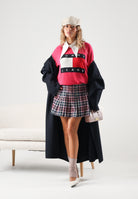 TOMMY JEANS Gonna corta PLEATED TWILL MINI SKIRT multicolore bordeaux rosa e blu navy da donna DW0DW23441 0MH TOMMY JEANS 