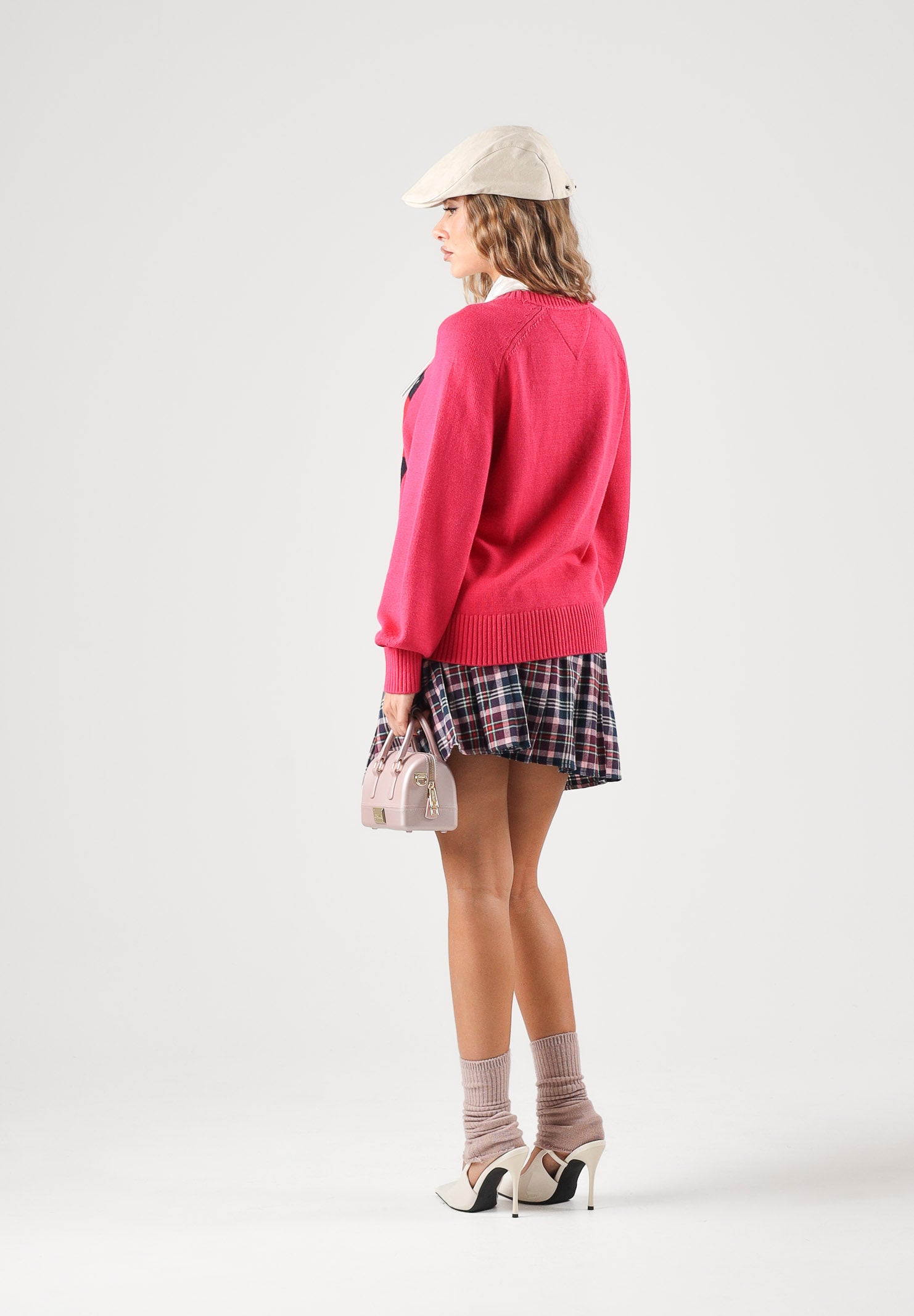 TOMMY JEANS Maglione girocollo FLAG CREW NECK JUMPER bright ceri-fucsia acceso da donna DW0DW23450 T1K TOMMY JEANS 