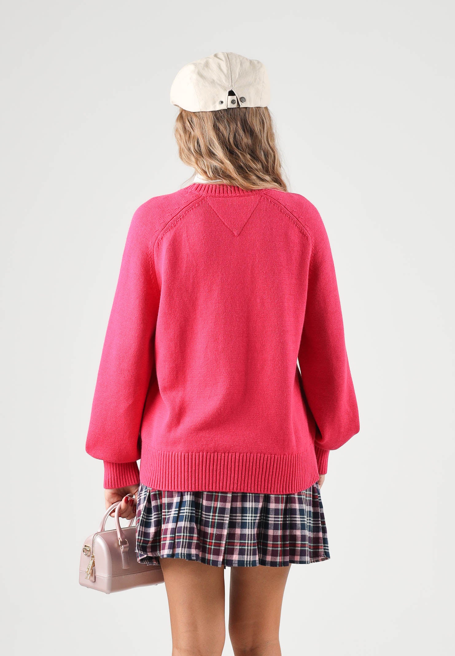 TOMMY JEANS Maglione girocollo FLAG CREW NECK JUMPER bright ceri-fucsia acceso da donna DW0DW23450 T1K TOMMY JEANS 