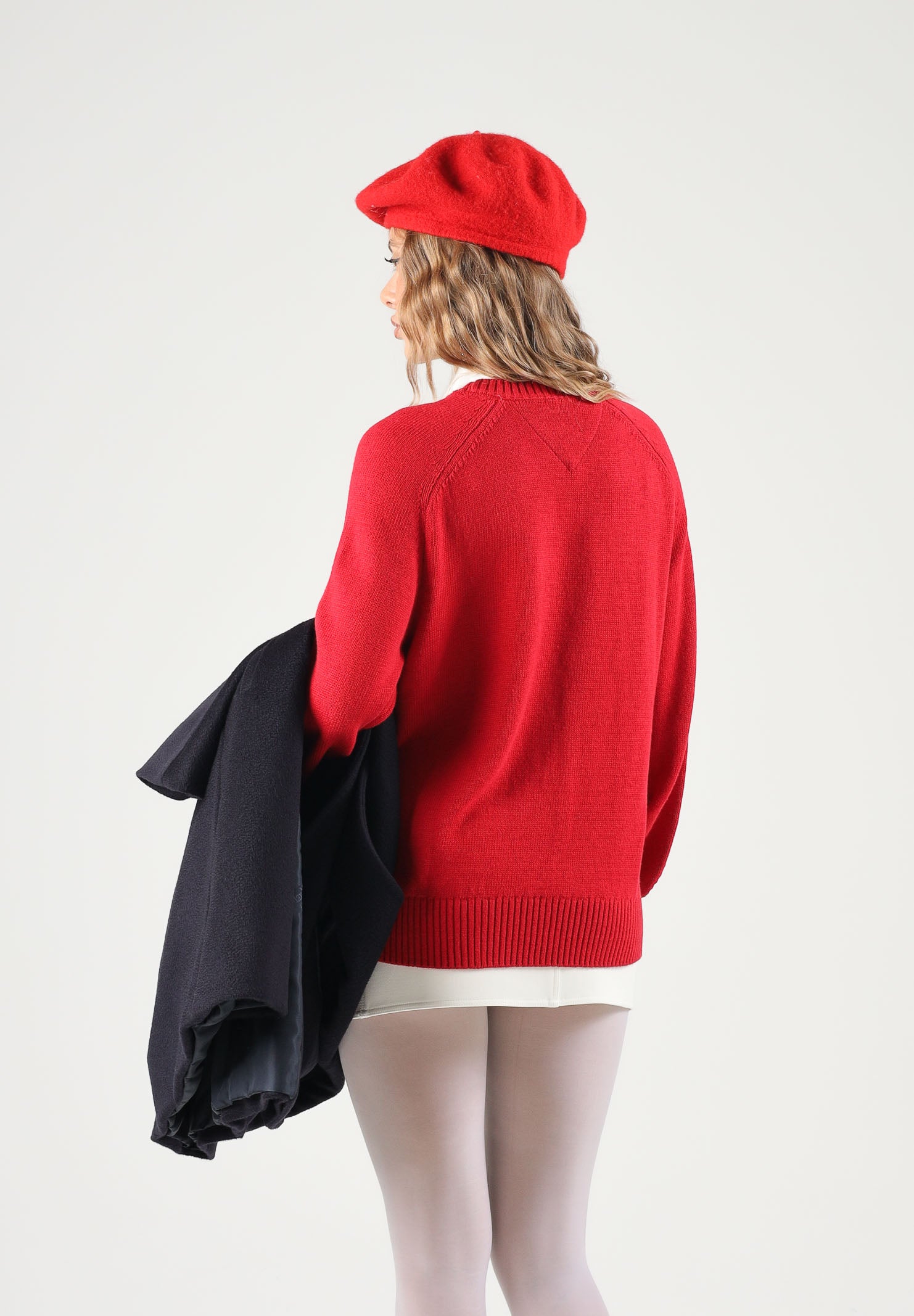 TOMMY JEANS Maglione girocollo FLAG CREW NECK JUMPER red rubino rosso da donna DW0DW23450 XMD TOMMY JEANS 