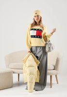 TOMMY JEANS Maglione girocollo FLAG CREW NECK JUMPER giallo crema da donna DW0DW23450 ZF9 TOMMY JEANS 