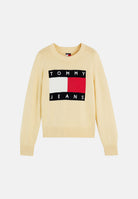 TOMMY JEANS Maglione girocollo FLAG CREW NECK JUMPER giallo crema da donna DW0DW23450 ZF9 TOMMY JEANS 