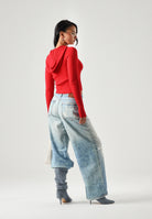TOMMY JEANS Jeans denim celeste da donna con dettagli distressed e lavaggio denim effetto vissuto.<BR/> DW0DW23466 1A5 TOMMY JEANS 