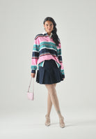 TOMMY JEANS felpa rugby ampia a righe miste Pink Daisy multicolor, rosa bianco blu donna. DW0DW23483 0D2 TOMMY JEANS 