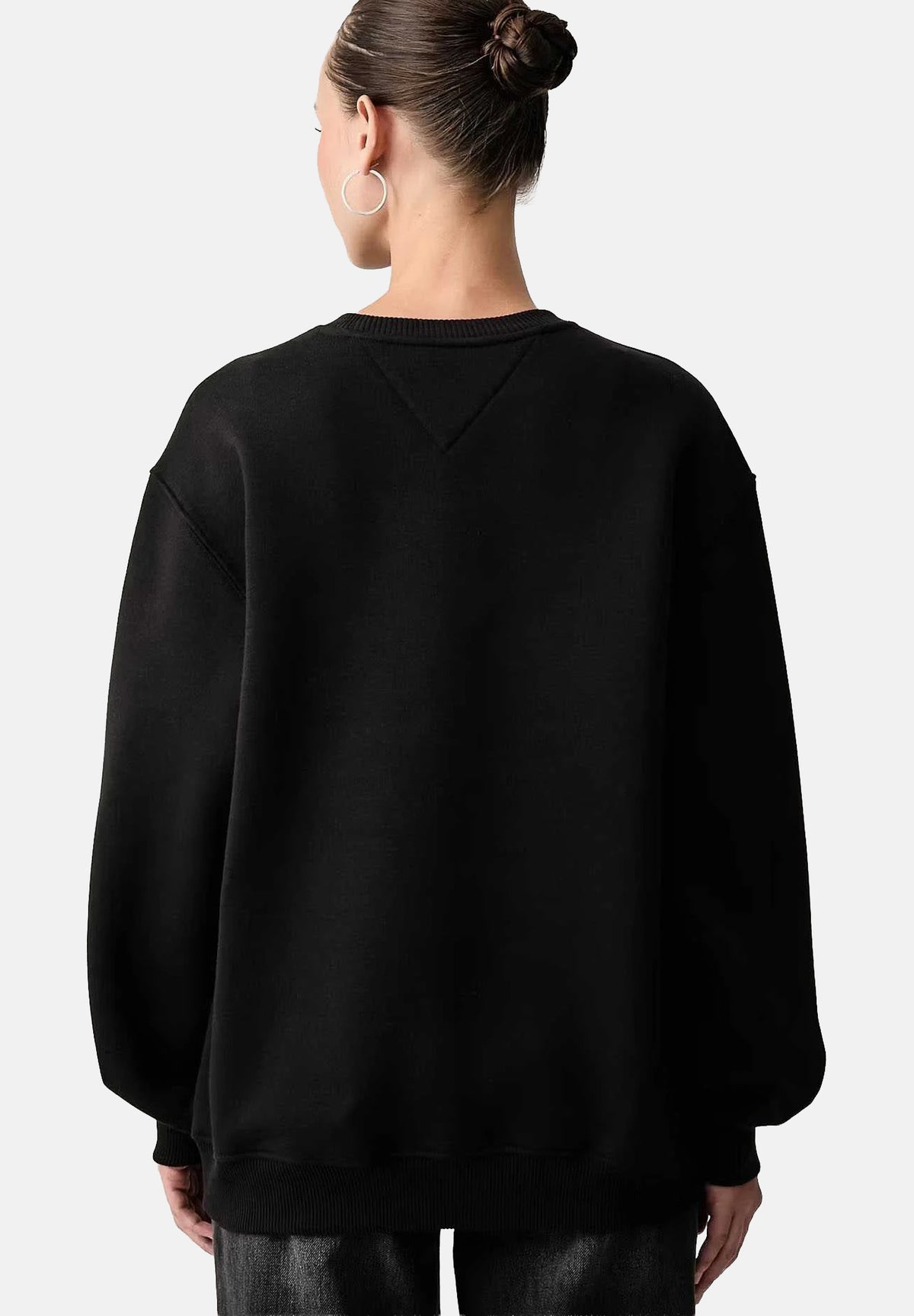 TOMMY JEANS Felpa girocollo FESTIVE DIAMANTÉ LOGO FLEECE nera da donna con strass DW0DW23579 BDS TOMMY JEANS 
