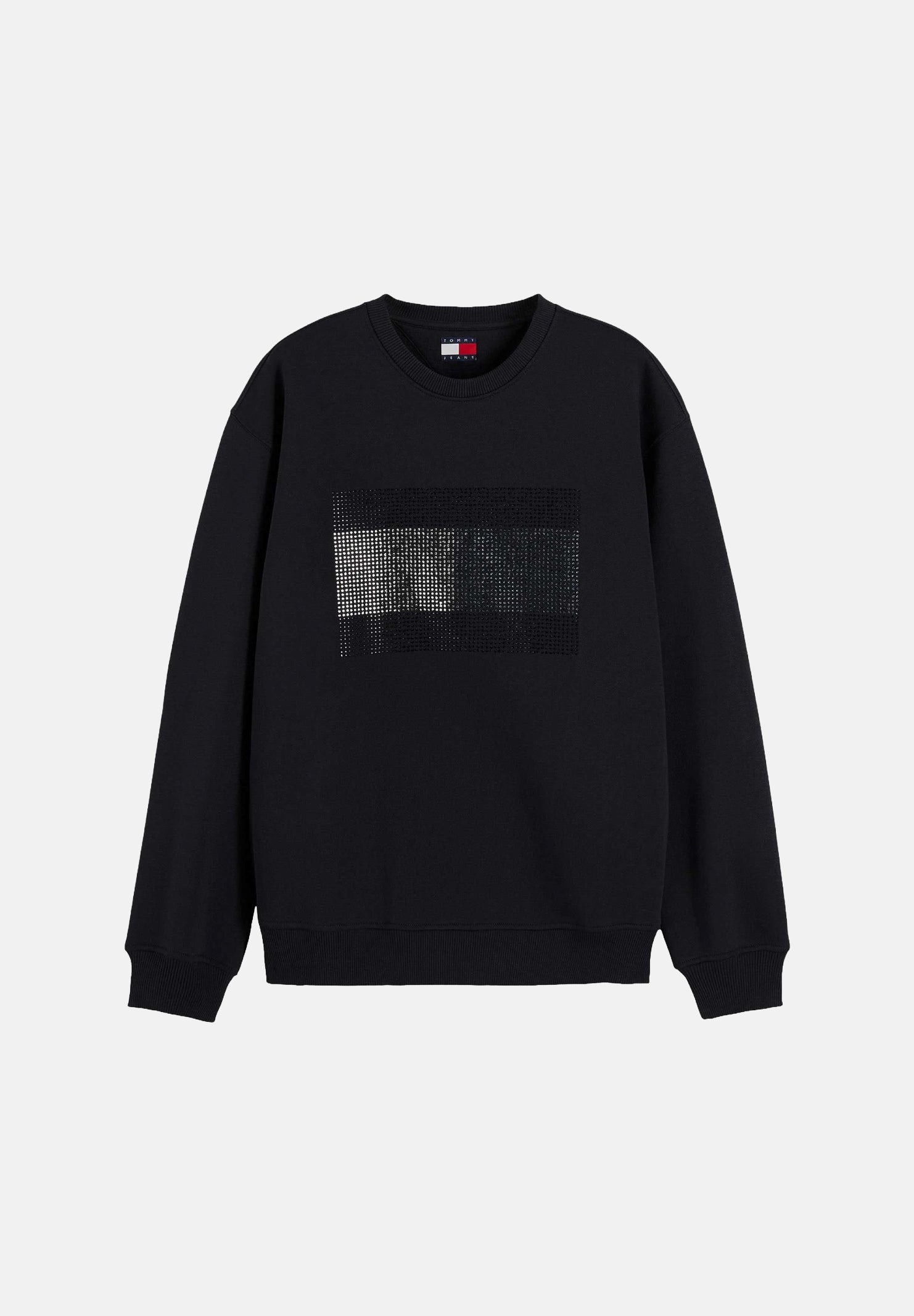 TOMMY JEANS Felpa girocollo FESTIVE DIAMANTÉ LOGO FLEECE nera da donna con strass DW0DW23579 BDS TOMMY JEANS 