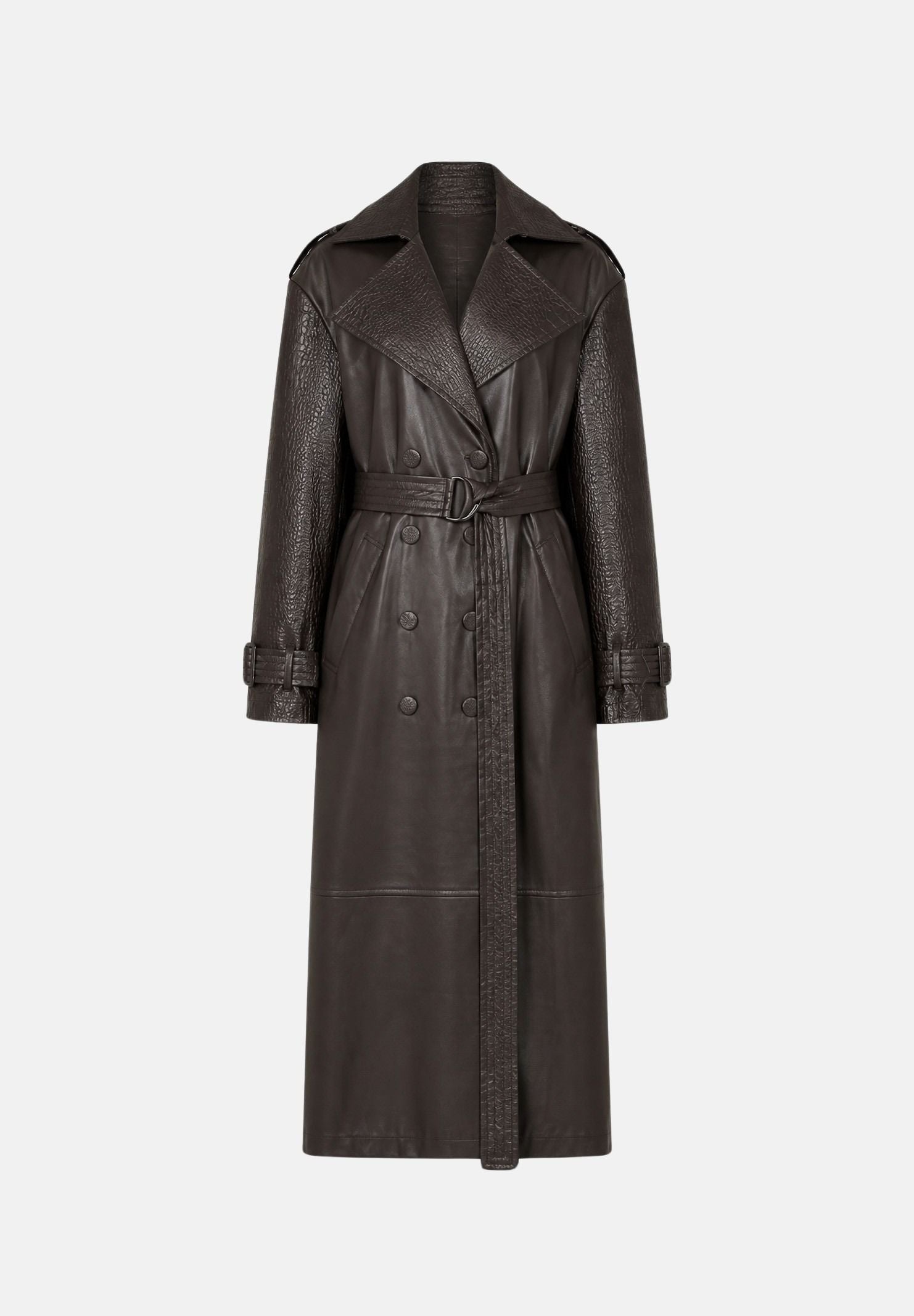 TWENTY FOURHAITCH Cappotto  lungo marrone per donna con cintura in vita e ampi revers sul collo. A0001MAR62A . TWENTY FOURHAITCH 