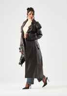 TWENTY FOURHAITCH Cappotto  lungo marrone per donna con cintura in vita e ampi revers sul collo. A0001MAR62A . TWENTY FOURHAITCH 
