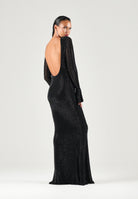 TWENTY FOURHAITCH Abito lungo nero da donna con maniche lunghe svasate e linea elegante A0016NER62A . TWENTY FOURHAITCH 