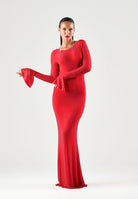 TWENTY FOURHAITCH Abiti lungo rosso da donna con maniche lunghe svasate e tessuto fluido A0016ROS62A . TWENTY FOURHAITCH 