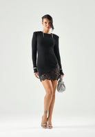 TWENTY FOURHAITCH Abito COSMARA Nero, con pizzo con lustrini. donna. A0197NER62A . TWENTY FOURHAITCH 