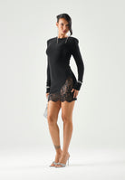 TWENTY FOURHAITCH Abito COSMARA Nero, con pizzo con lustrini. donna. A0197NER62A . TWENTY FOURHAITCH 