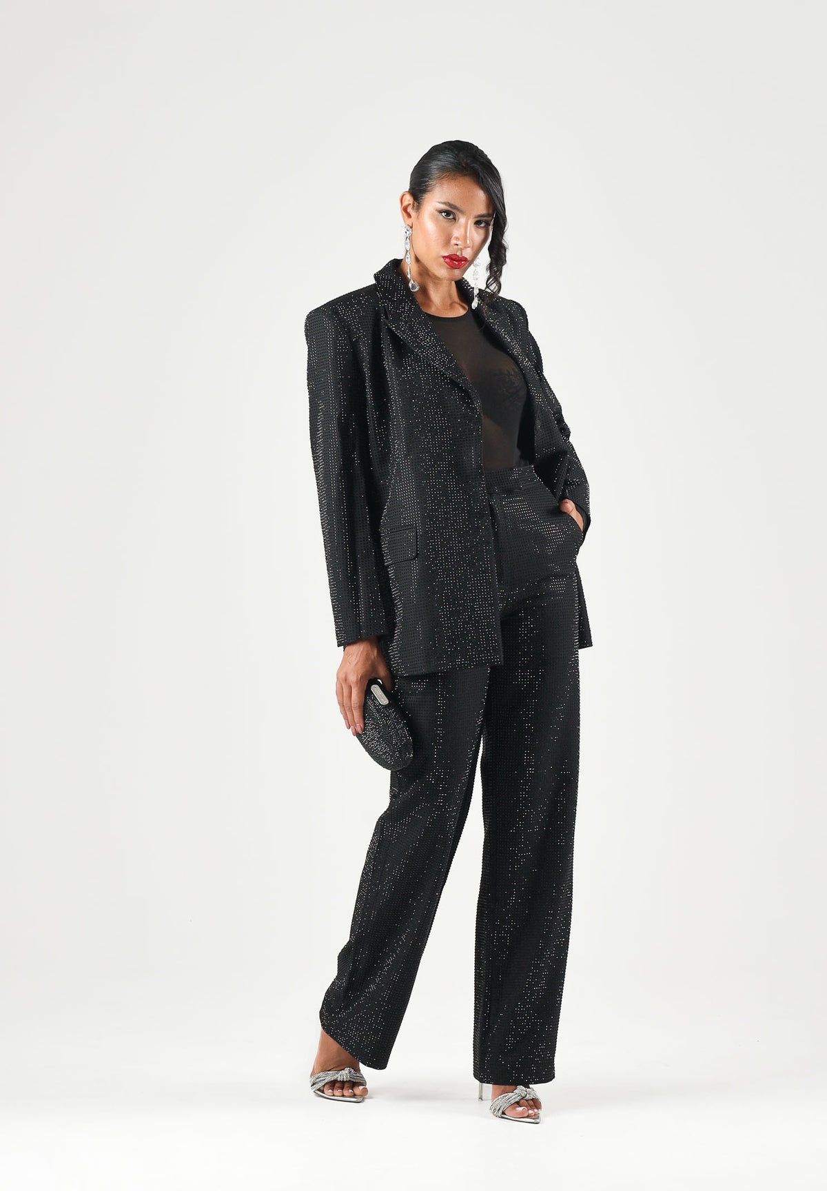 TWENTY FOURHAITCH Giacca- Blazer nera da donna con applicazioni luminose A0204NER62A . TWENTY FOURHAITCH 
