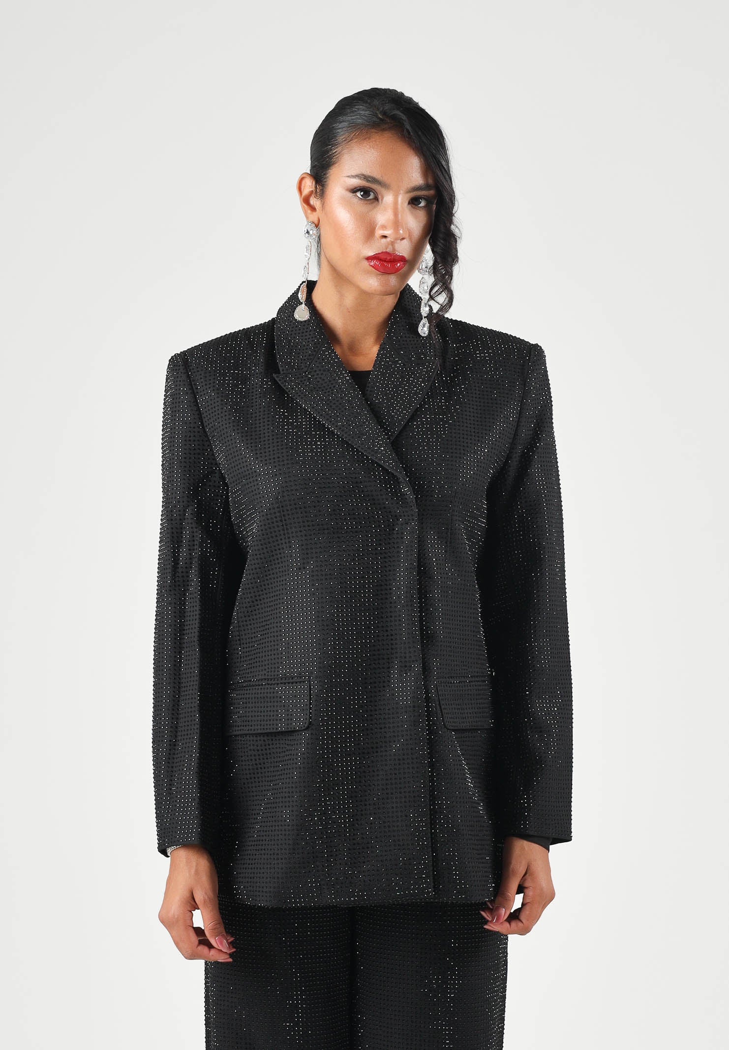 TWENTY FOURHAITCH Giacca- Blazer nera da donna con applicazioni luminose A0204NER62A . TWENTY FOURHAITCH 