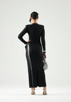 TWENTY FOURHAITCH Abito lungo con applicazione laterale luminosa Nero  Donna. A0217NER62A . TWENTY FOURHAITCH 