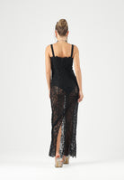 TWENTY FOURHAITCH Abito VIREYAN lungo nero da donna con micro-paillettes argento. A0224NER62A . TWENTY FOURHAITCH 