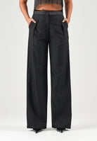 TWENTY FOURHAITCH Pantaloni PALAZZO TROUSERS nero da donna con gamba ampie e pieghe frontali. A0230NER62A . TWENTY FOURHAITCH 