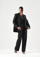 TWENTY FOURHAITCH Pantaloni eleganti neri da donna con applicazioni strass A0312NER62A . TWENTY FOURHAITCH 