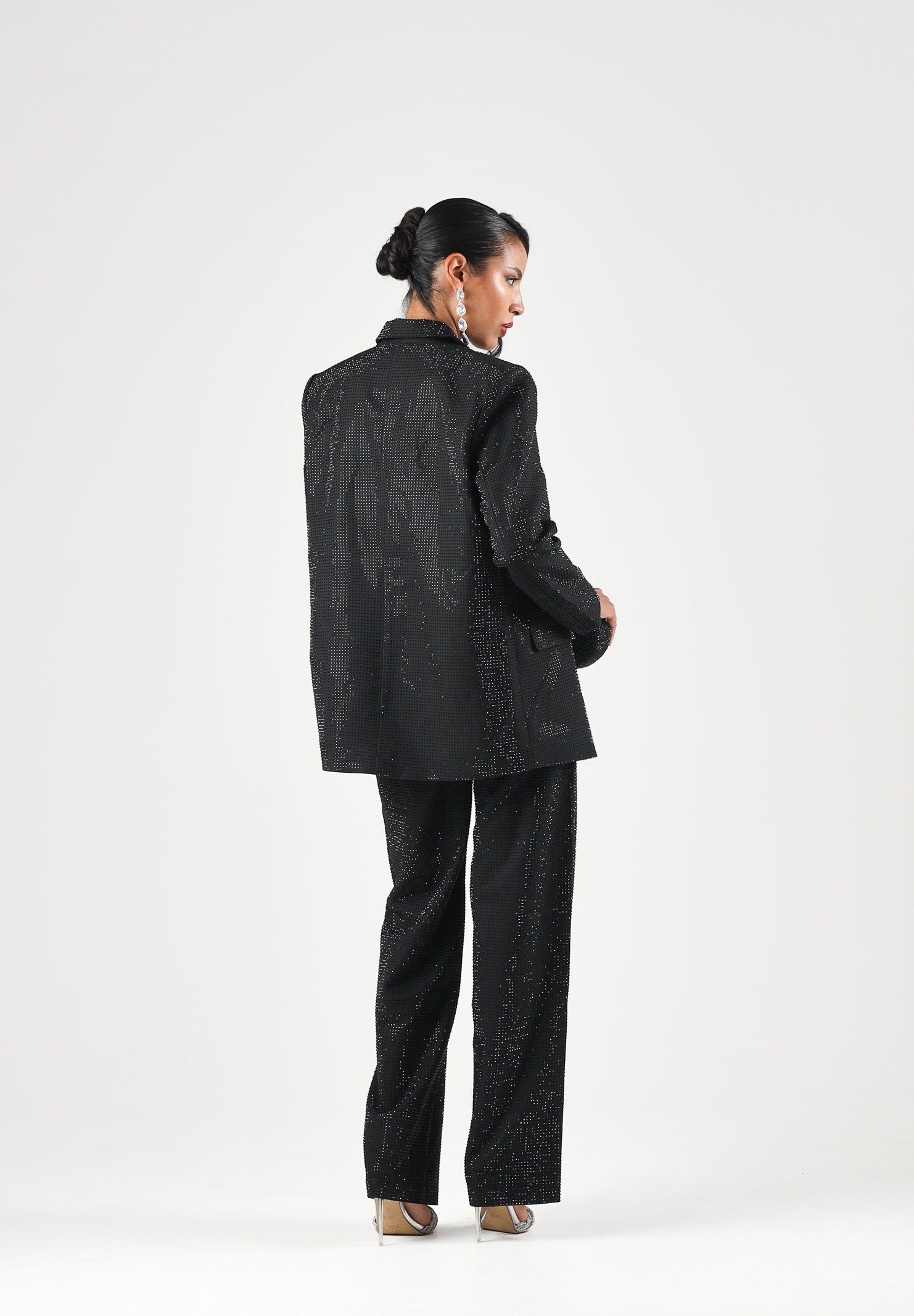 TWENTY FOURHAITCH Pantaloni eleganti neri da donna con applicazioni strass A0312NER62A . TWENTY FOURHAITCH 