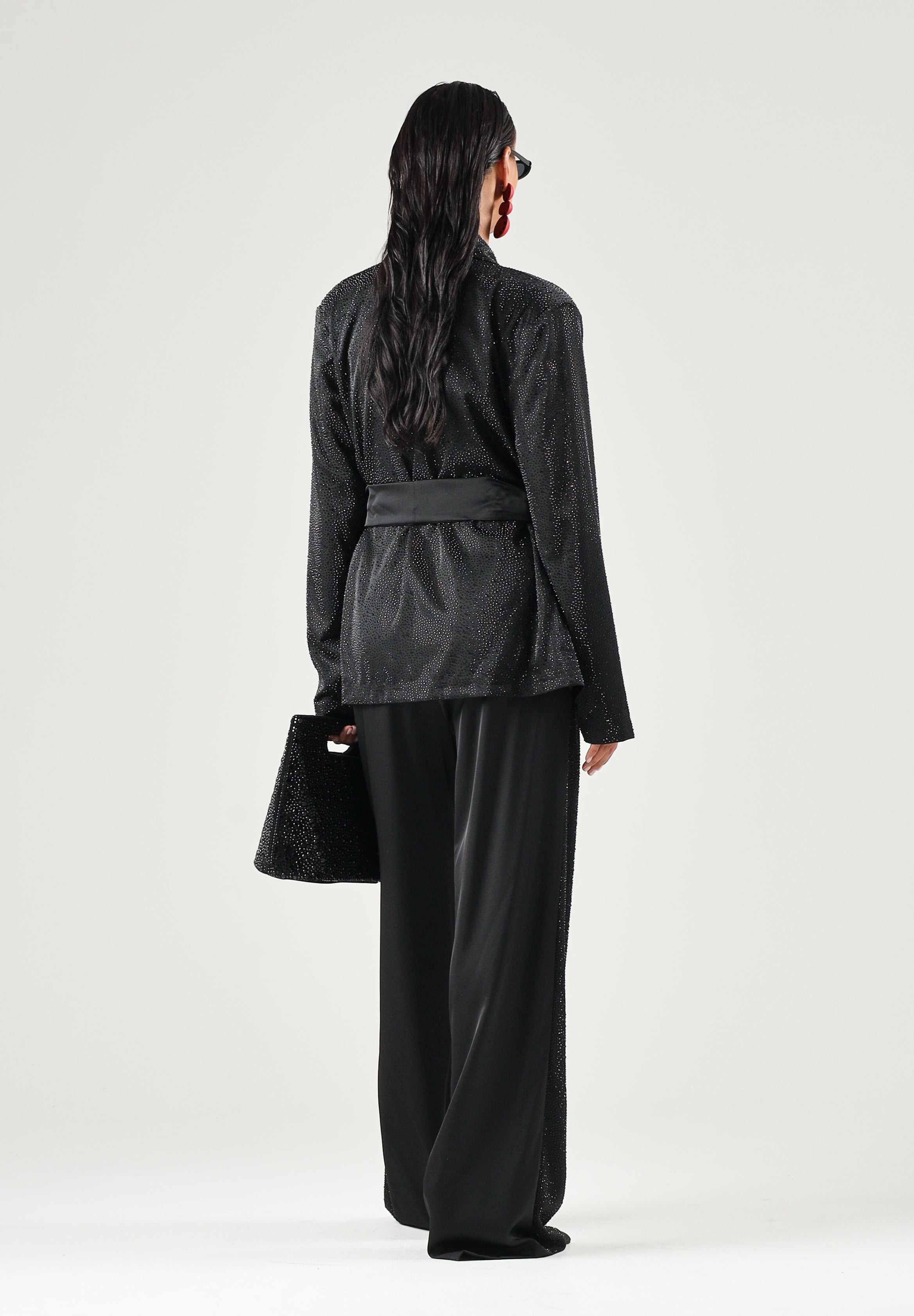 TWENTY FOURHAITCH Pantaloni palazzo neri da donna con vita elasticizzata e tessuto fluido A200NER 62A . TWENTY FOURHAITCH 