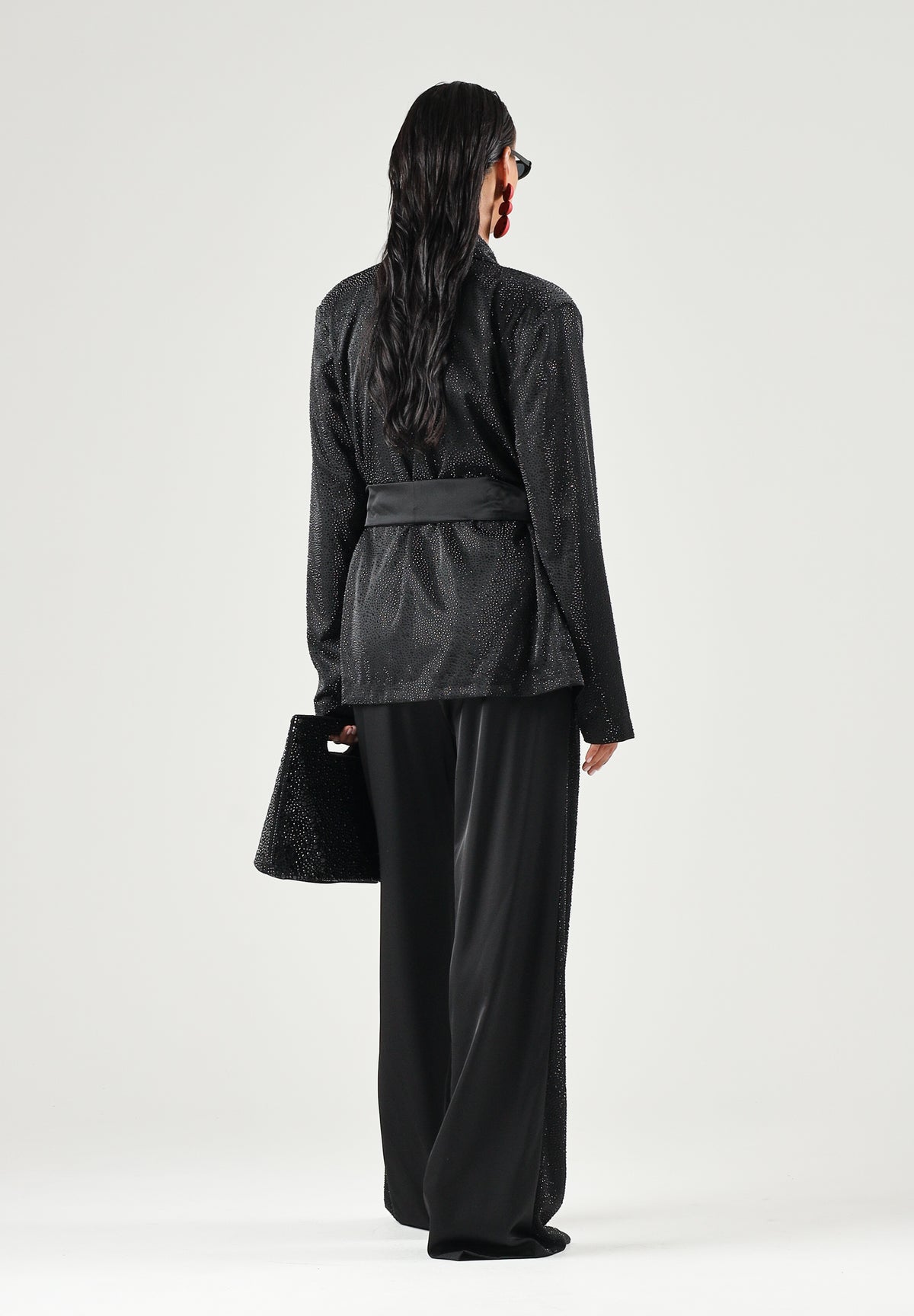 TWENTY FOURHAITCH Pantaloni palazzo neri da donna con vita elasticizzata e tessuto fluido A200NER 62A . TWENTY FOURHAITCH 