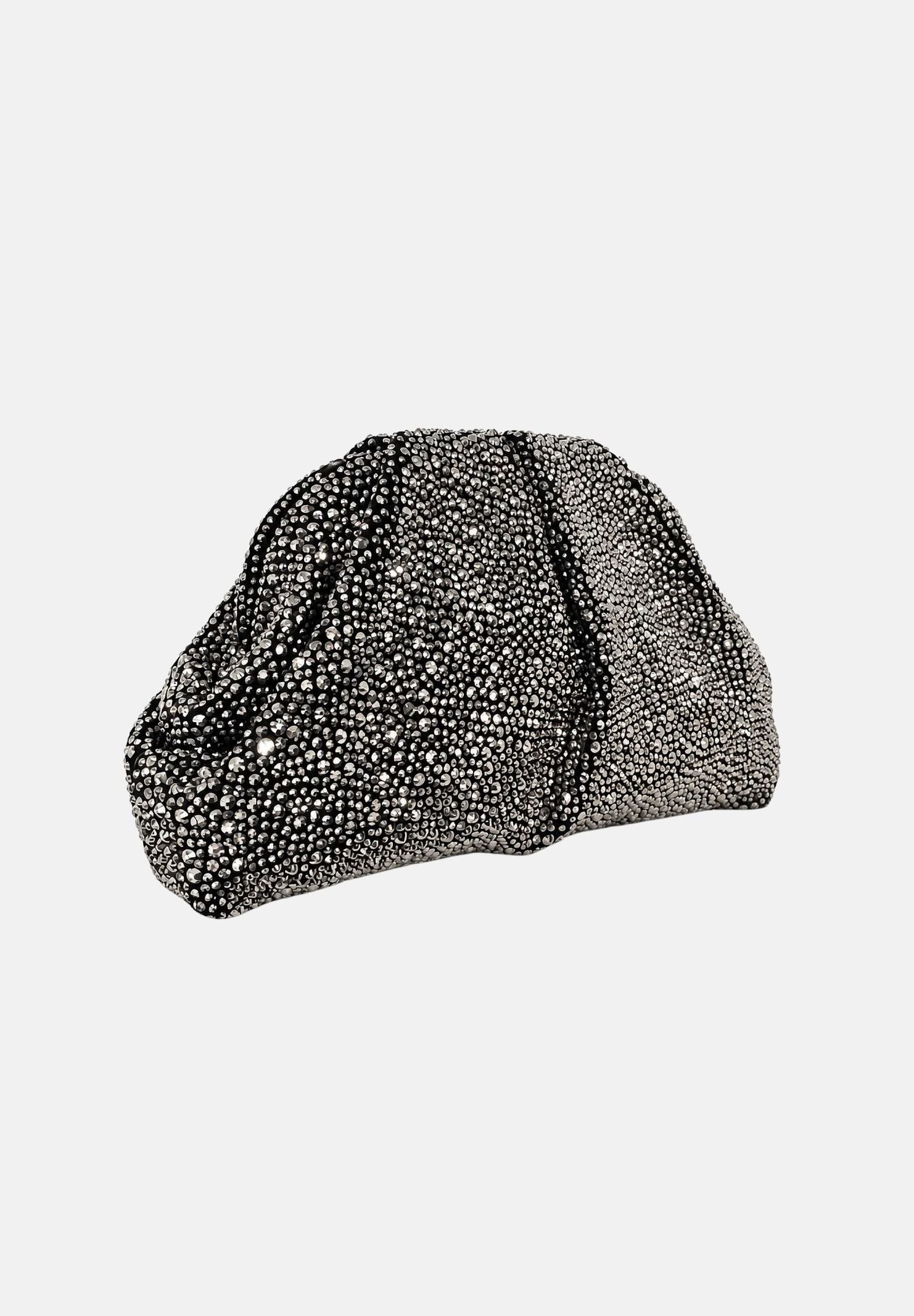 TWENTY FOURHAITCH Pochette nero grigio per donna con design arricciato e chiusura morbida. BAG0002362A . TWENTY FOURHAITCH 