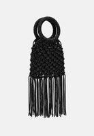 TWENTY FOURHAITCH Borsa a mano nera per donna con manico rigido circolare e frange pendenti. BAG0004562A . TWENTY FOURHAITCH 