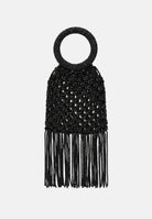 TWENTY FOURHAITCH Borsa a mano nera per donna con manico rigido circolare e frange pendenti. BAG0004562A . TWENTY FOURHAITCH 
