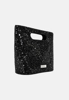TWENTY FOURHAITCH Borsa a mano nero per donna con manico intagliato e finitura glitterata. BAG003762A . TWENTY FOURHAITCH 