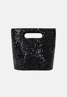 TWENTY FOURHAITCH Borsa a mano nero per donna con manico intagliato e finitura glitterata. BAG003762A . TWENTY FOURHAITCH 