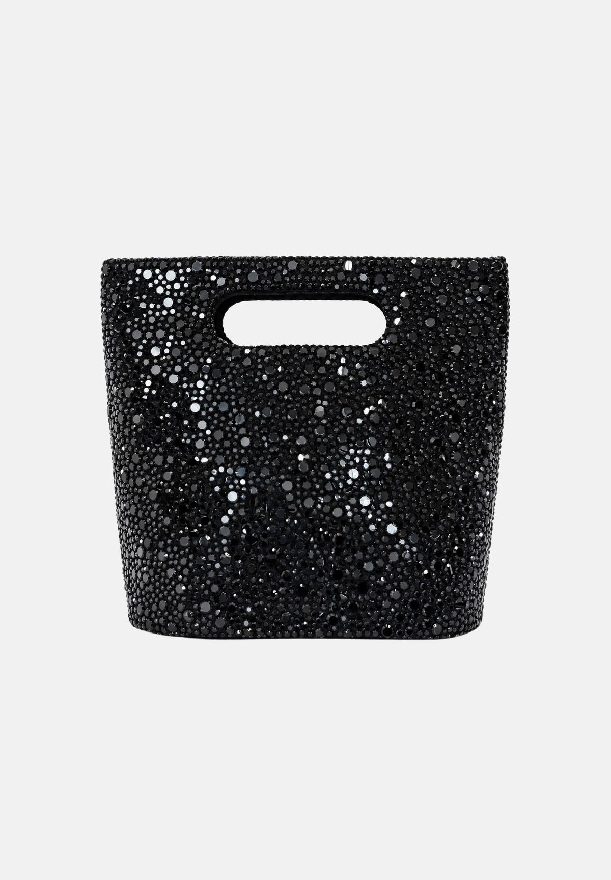 TWENTY FOURHAITCH Borsa a mano nero per donna con manico intagliato e finitura glitterata. BAG003762A . TWENTY FOURHAITCH 