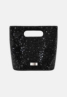 TWENTY FOURHAITCH Borsa a mano nero per donna con manico intagliato e finitura glitterata. BAG003762A . TWENTY FOURHAITCH 