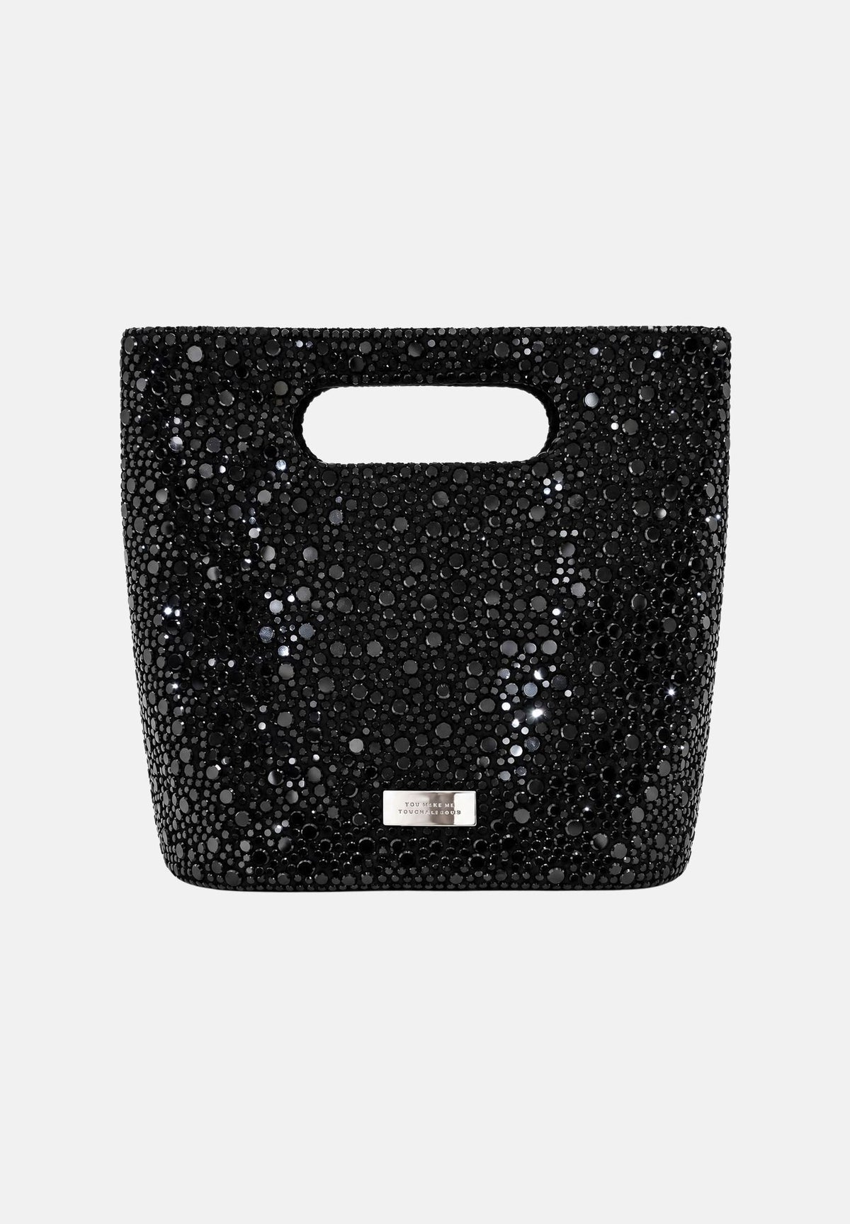 TWENTY FOURHAITCH Borsa a mano nero per donna con manico intagliato e finitura glitterata. BAG003762A . TWENTY FOURHAITCH 