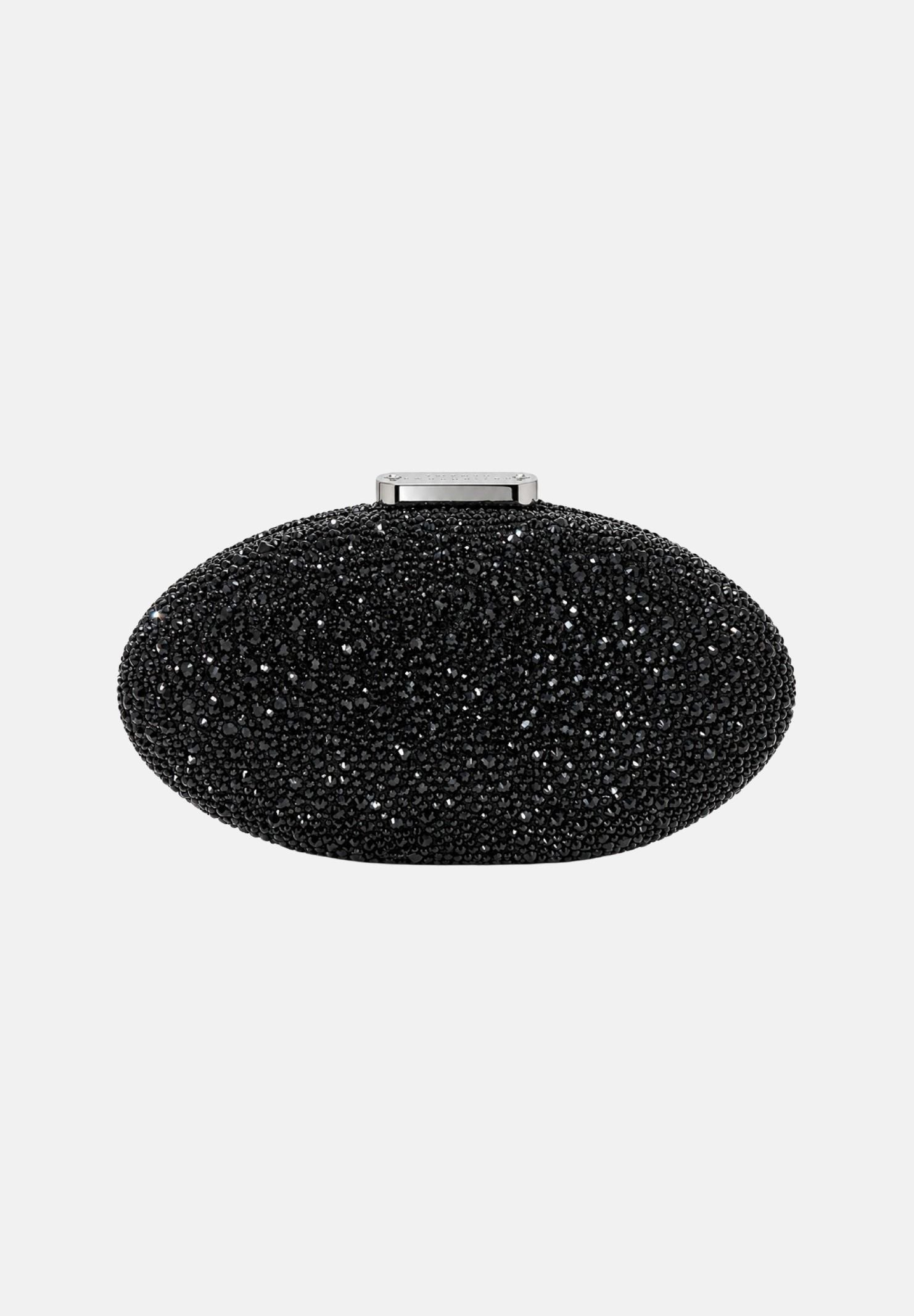 TWENTY FOURHAITCH Pochette a mano nera per donna con elegante finitura tempestata di brillantini e chiusura rigida superiore. BAG06062A . TWENTY FOURHAITCH 