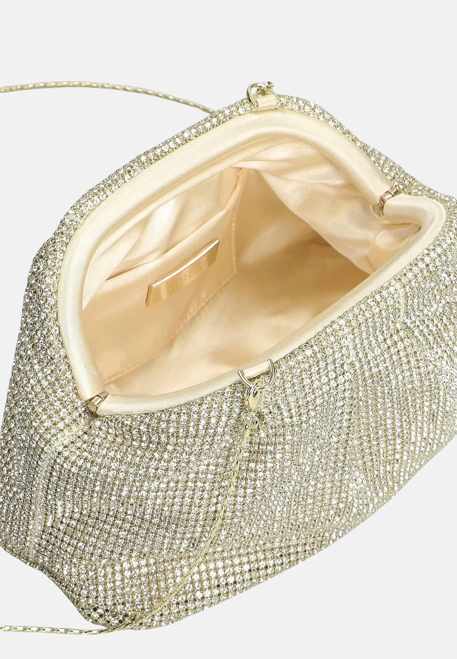 TWENTY FOURHAITCH Pochette Petra oro da donna realizzata in maglia strass LB1009362P OR TWENTY FOURHAITCH 