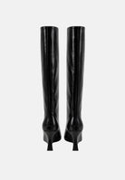 TWENTY FOURHAITCH Stivali neri  per donna con elegante gambale alto e particolare tacco geometrico scultoreo. S0052NER62A . TWENTY FOURHAITCH 