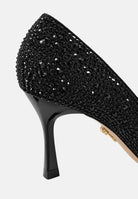 TWENTY FOURHAITCH Décolleté nero per donna con elegante finitura tempestata di brillantini e tacco sottile slanciato. S0224NER62A . TWENTY FOURHAITCH 